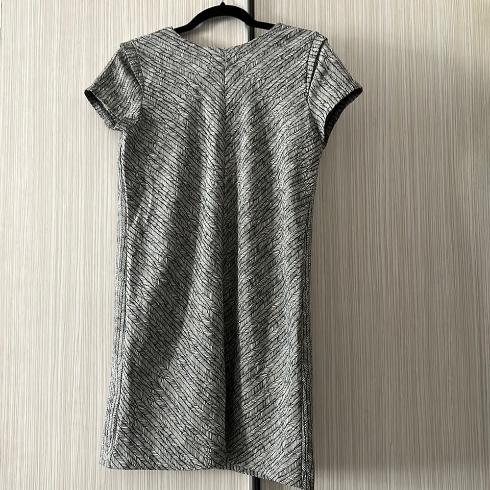 Zara black and white abstract herringbone patterned shift dress size M EXC